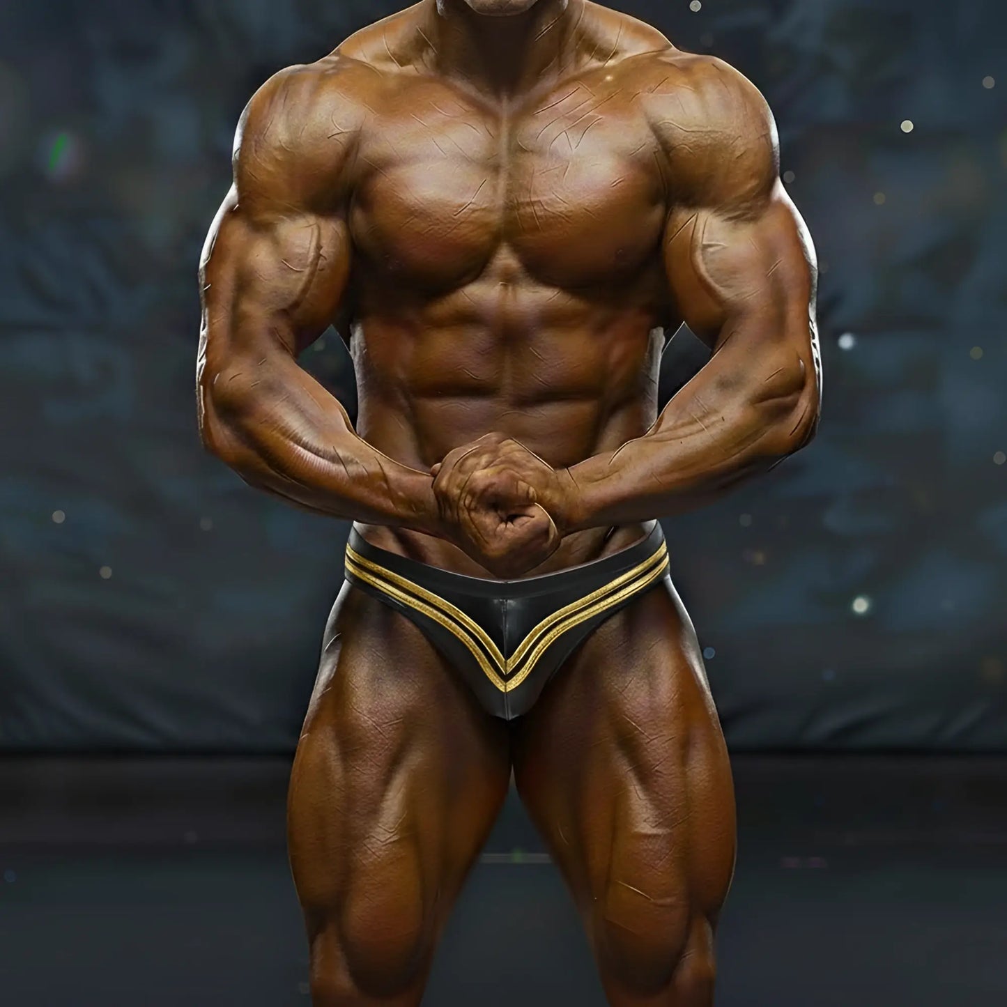 Black and gold athletic briefs with v-shaped design from MetroMaleWear MetroMuscleWear Ajax Competition Suit gold 4974-47