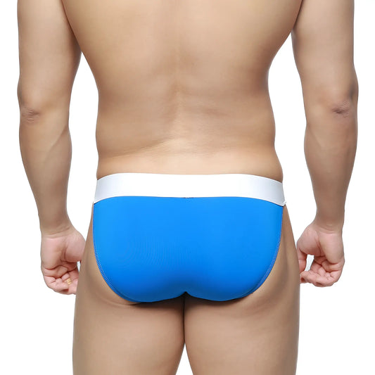 Bright blue metro male wear m2w pocket bikini briefs with white waistband for comfortable daily wear