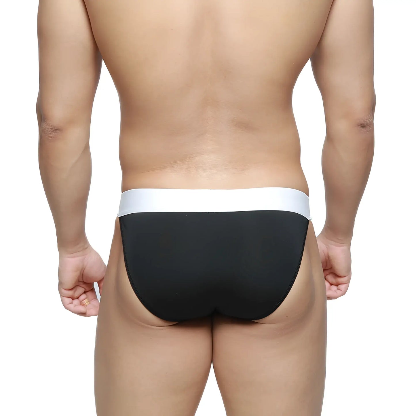 Black briefs with a white waistband metroMalewear m2w pocket bikini oscuridad 3105-22 in soft fabric