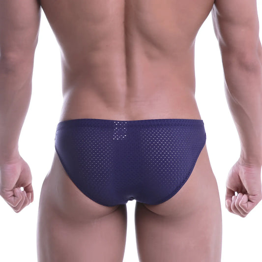 NavymaleWear puente bikini 3603-28 navy blue mesh briefs showcasing breathable lightweight fabric