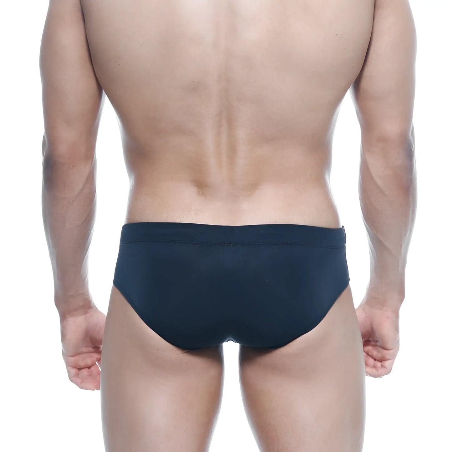Black MetroMaleWear rainbow swim brief 4914-05 featuring smooth form-fitting swim trunks design