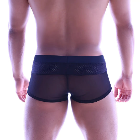 MetroMaleWear sencillo trunk black mesh briefs with a perforated waistband for breathable comfort