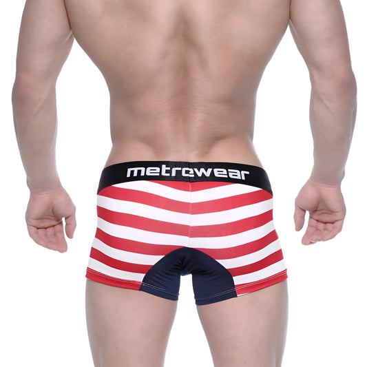 MetroMaleWear short boxer Avengers 7 red and white striped briefs with black waistband and navy crotch fabric