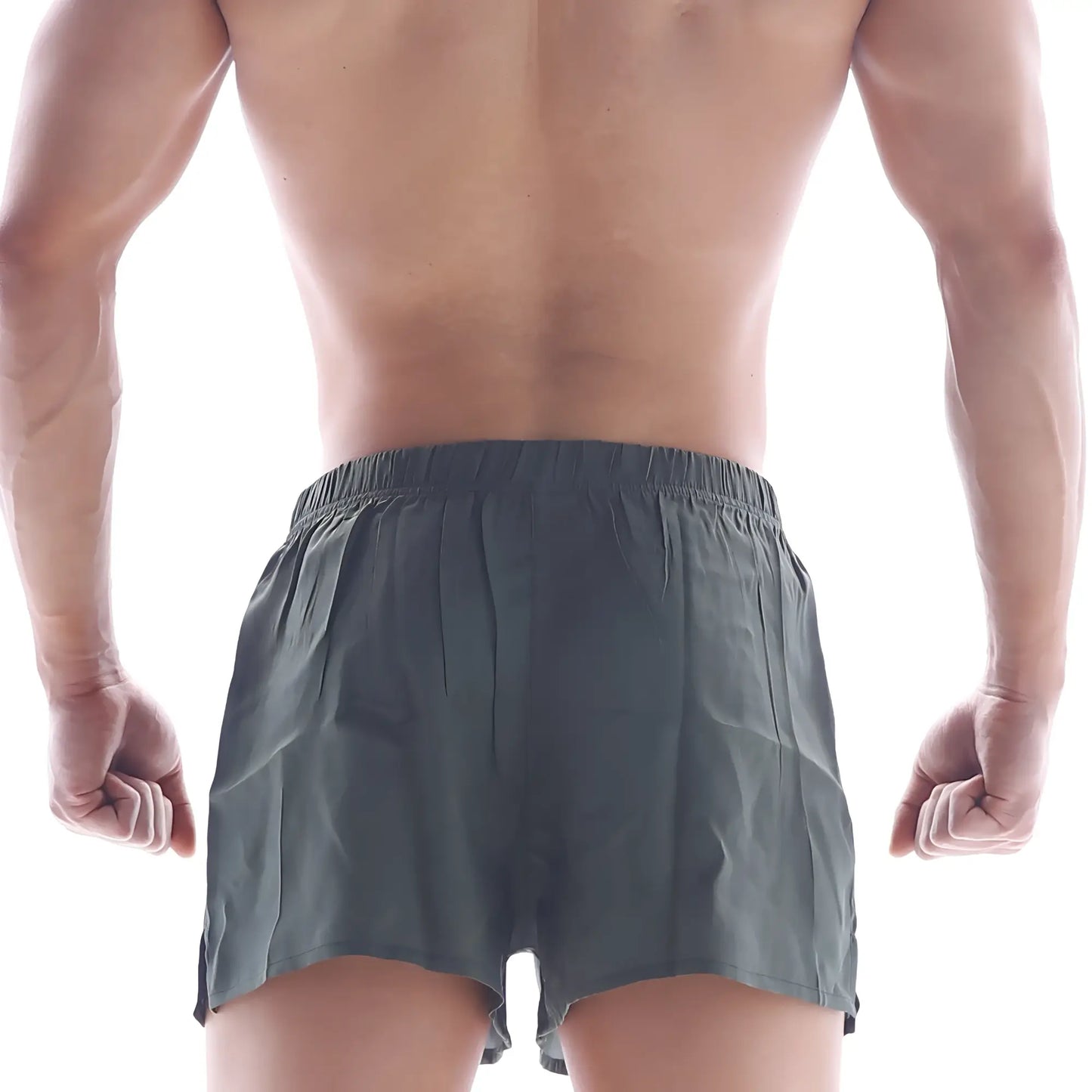 MetroMaleWear silk satin dark gray lightweight boxer shorts with elastic waistband and streamlined design