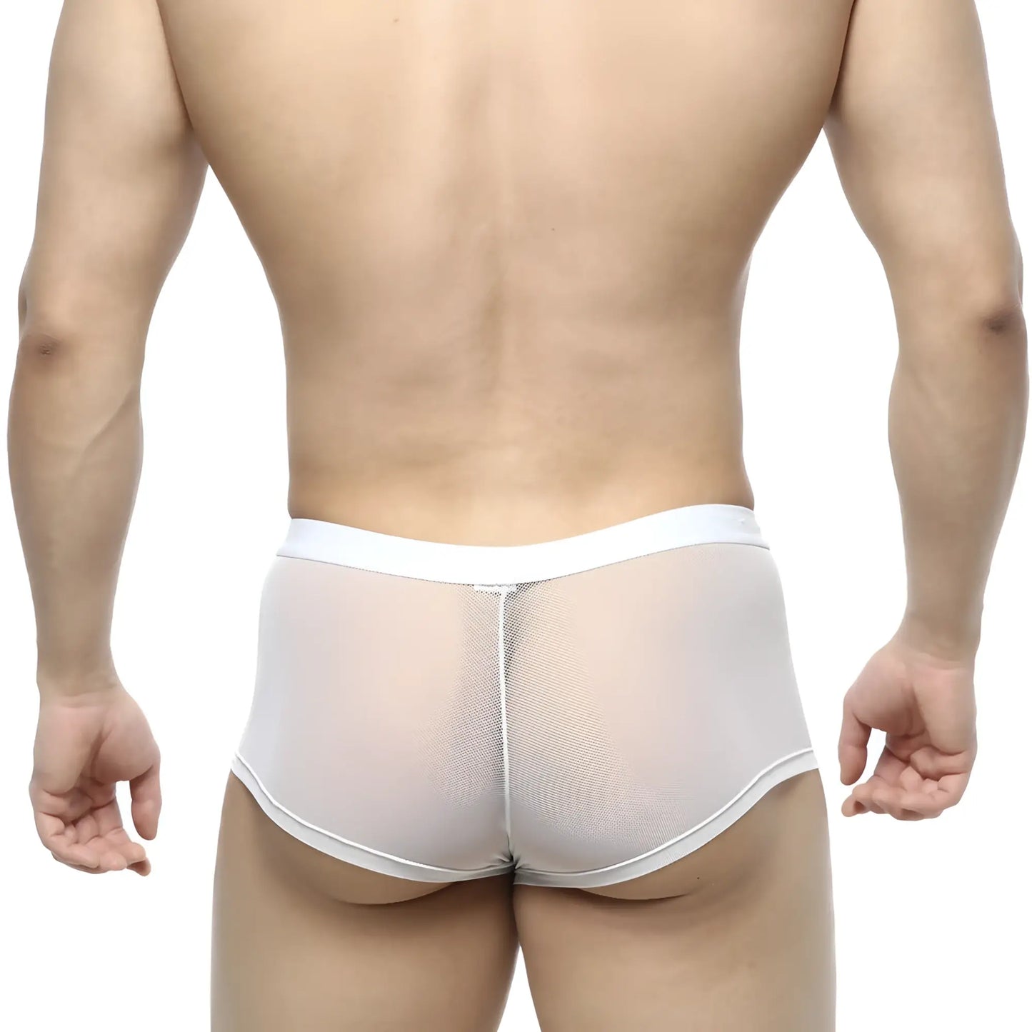 White mesh briefs with a solid white waistband by MetroMaleWear simple trunk 1033-00 for breathable comfort