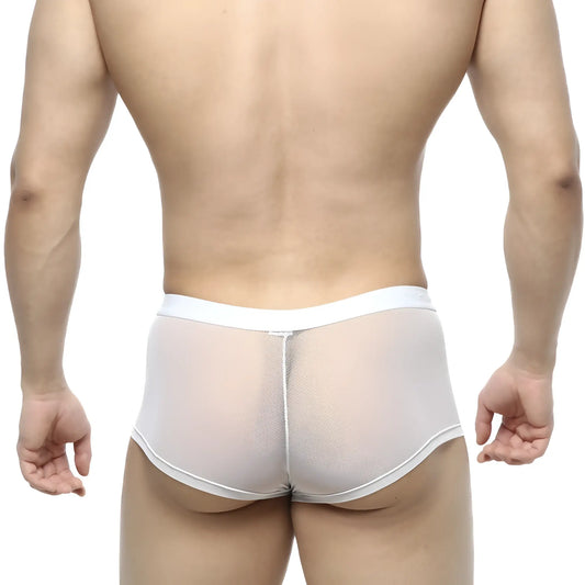 White mesh briefs with a solid white waistband by MetroMaleWear simple trunk 1033-00 for breathable comfort