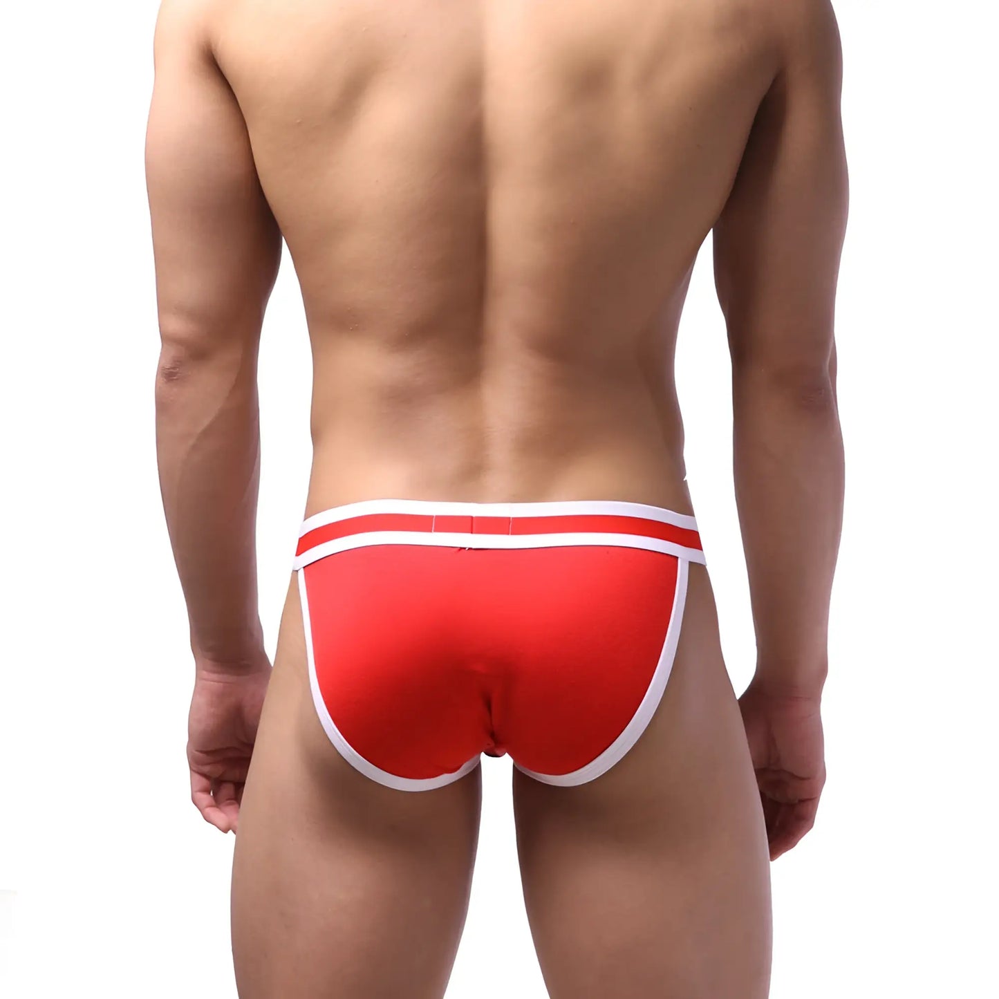 Red athletic briefs with white trim metroMalewear sport bikini red 3004-40 designed for active wear