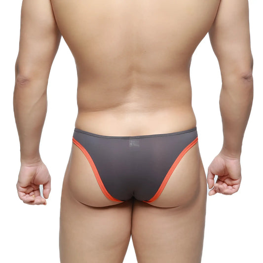 Gray mesh briefs with vibrant orange trim by metromalewear top bikini for comfortable stylish underwear use