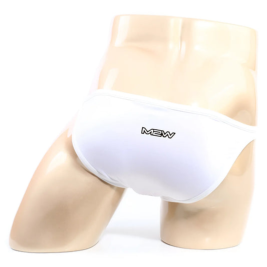 White mew brand briefs metro malewear verano bikini crystal 3606-01 displayed on a mannequin front view