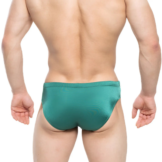 MetroMaleWear Versity swim brief green 4998-07 teal shimmering briefs with sleek form-fitting design