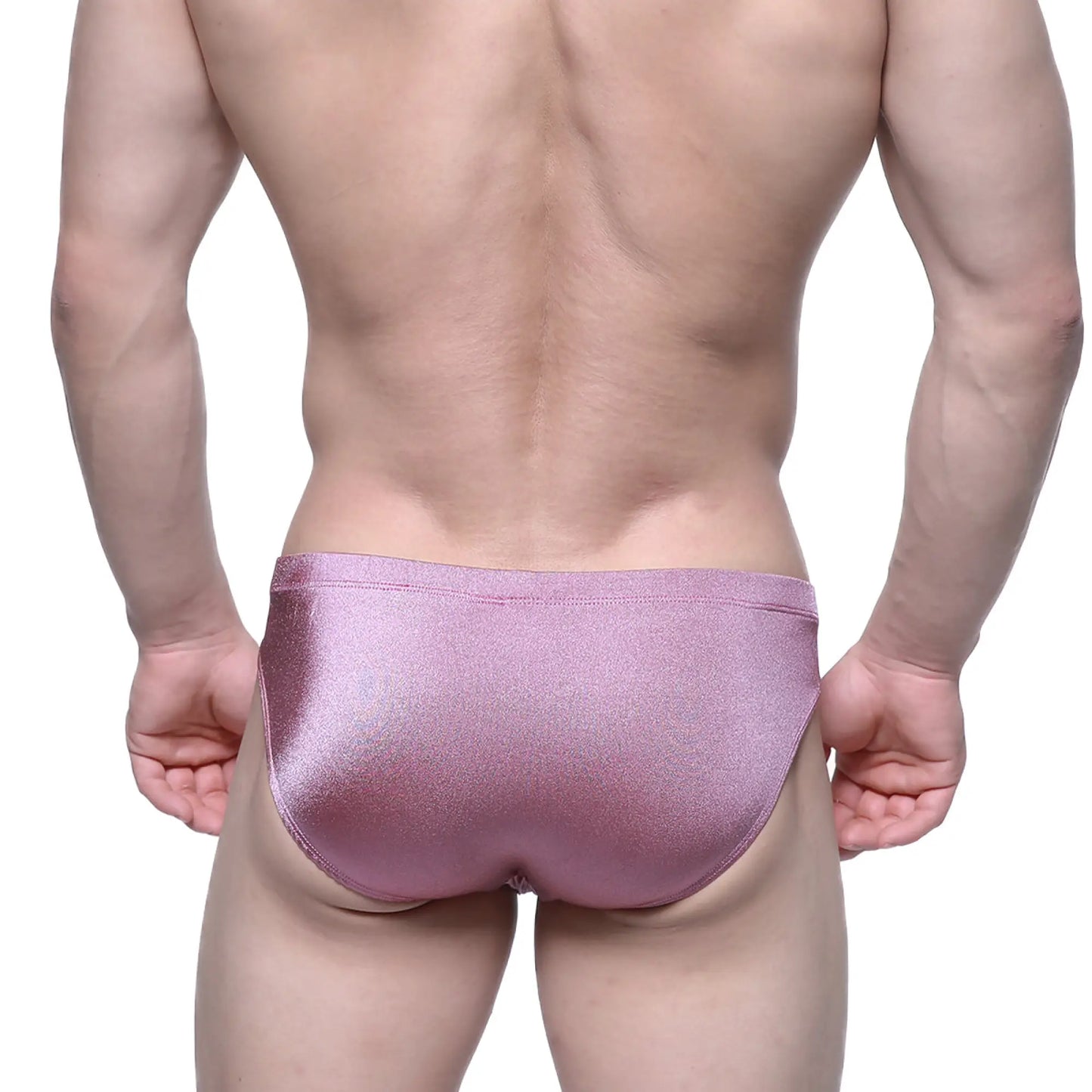 MetroMaleWear Madrid Bikini 5103-M05 shiny metallic pink briefs with a sleek form-fitting design