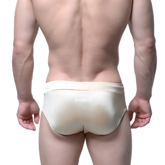 Metro male wear madrid swim brief gold 4973-21 cream satin finish with subtle sheen and matching waistband