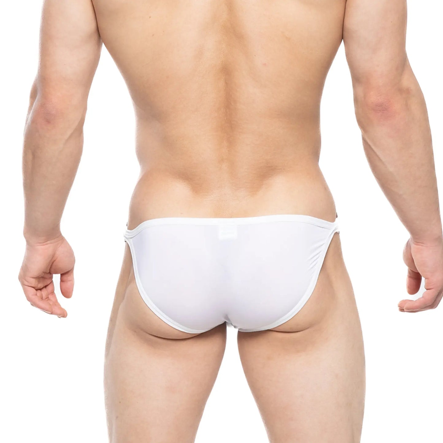 MetroMaleWear Mahana bikini white form-fitting swim trunks with sleek minimalist design for men