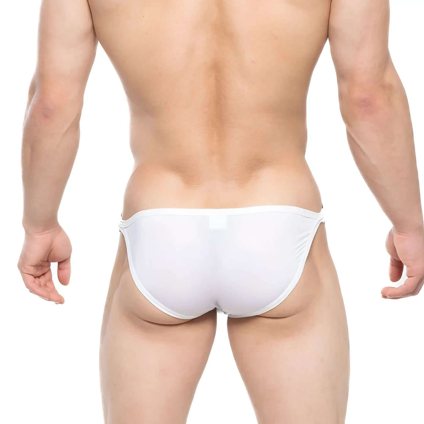 MetroMaleWear Mahana bikini white form-fitting swim trunks with sleek minimalist design for men