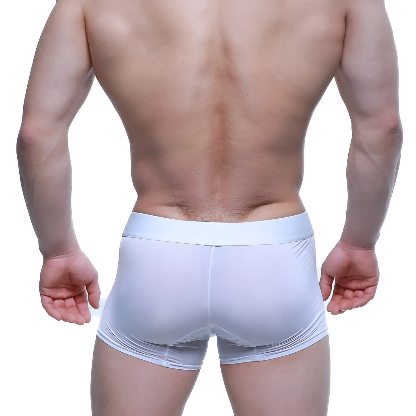 White form-fitting MetroMaleWear Maintenant boxer briefs with smooth stretchy fabric and minimalist design