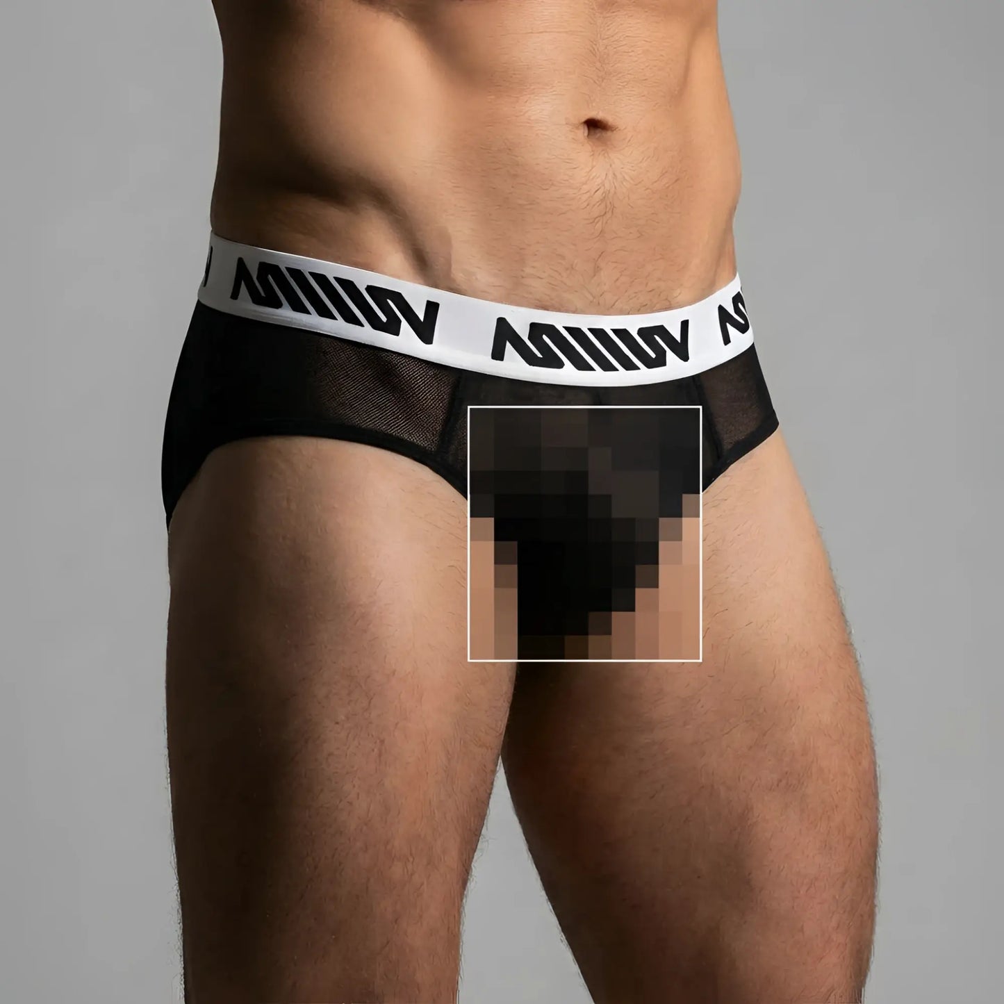 Metro male wear mesh hip brief black 5003 44 black mesh briefs with white elastic waistband and miiow logo