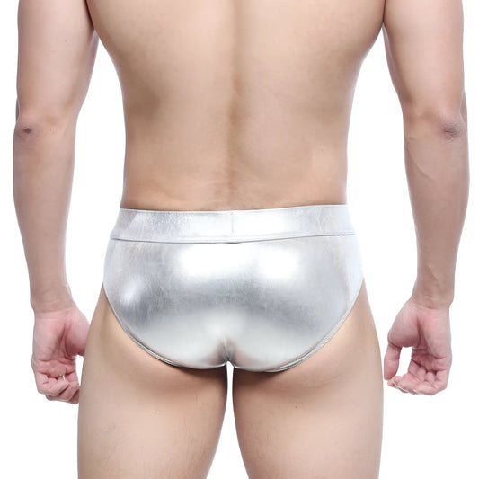MetroMaleWear metal hip brief silver 5503-01 shiny silver metallic sleek form-fitting underwear brief