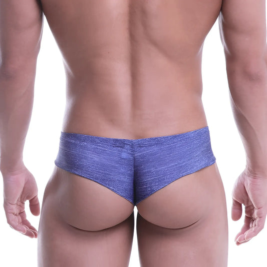 Blue heathered fabric briefs metro male wear micro cheek denim 2027-60 showing back side of the product