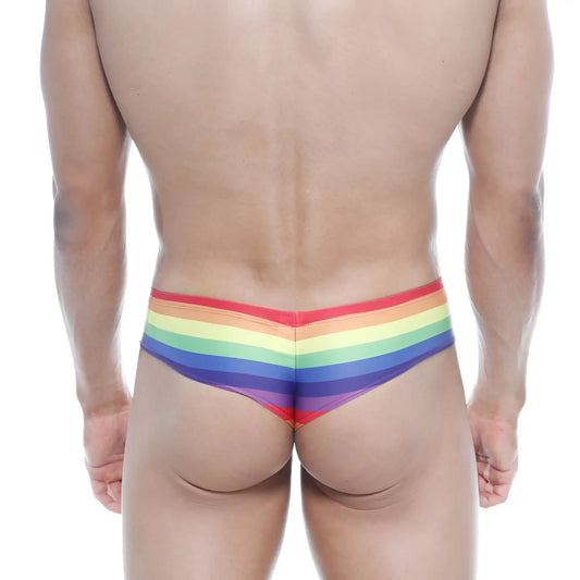 MetroMaleWear micro cheek rainbow 2027-04 rainbow-striped men’s briefs with snug form-fitting design