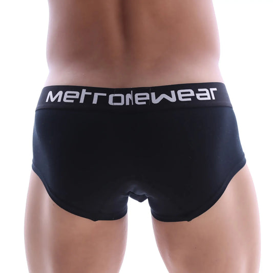 Black metronewear micro mini boxer briefs core 7013-20 with white logo waistband in sleek breathable fabric