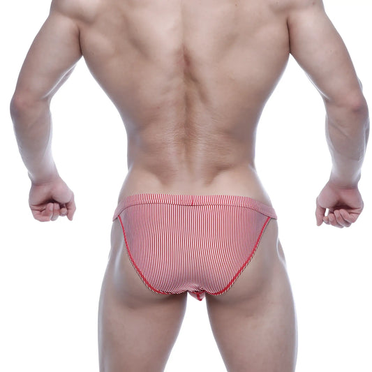 Metro malewear modern bikini red stripe 4004-42 with snug fit red and white striped briefs in soft breathable fabric