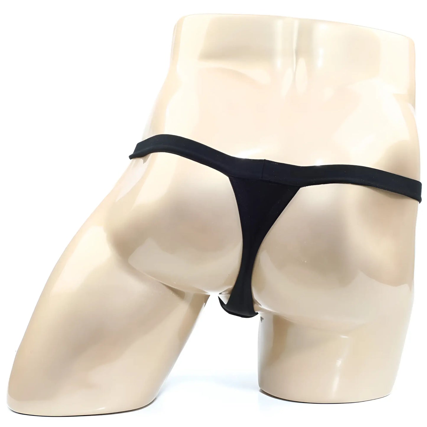 Black thong made of smooth stretchy fabric by MetroMaleWear modernizing thong black 3002-M20 showing back side