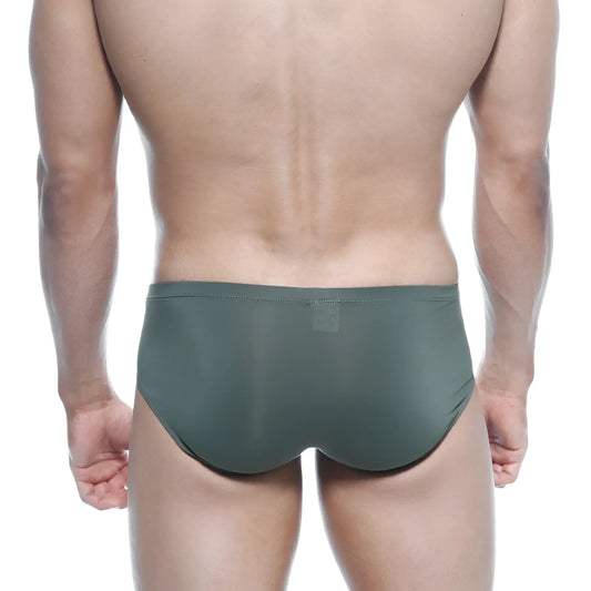 Olive green seamless briefs metro malewear mojito bikini green 1006-26 highlighting comfort and stretch