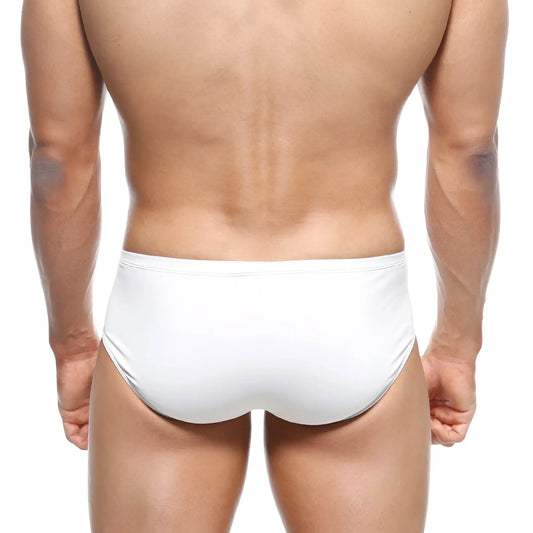 White swim trunks metro male wear mojito bikini with sleek form-fitting design and subtle gray waistband trim