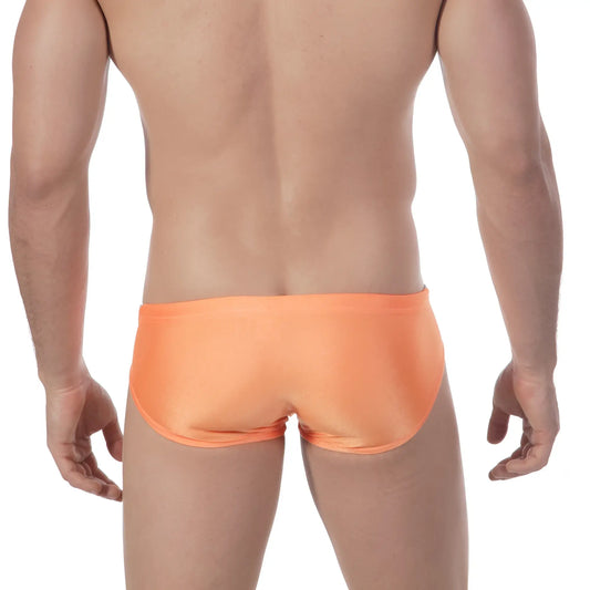 Orange satin swim trunks metro malewear olympian swim brief 4905-14 designed for stylish swimwear use