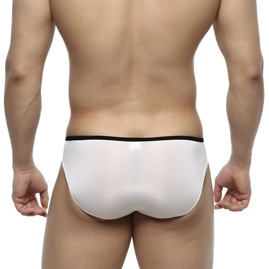 MetroMalewear over-limit bikini sheer white briefs with black waistband for stylish everyday comfort