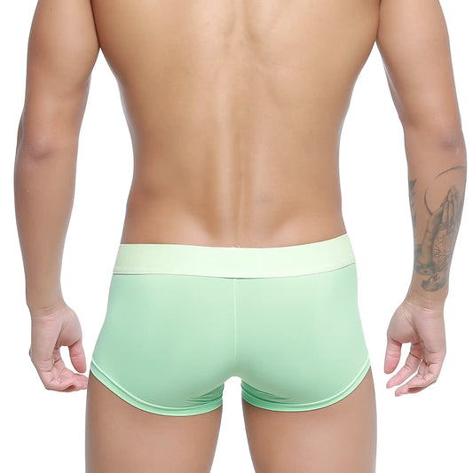 Mint green MetroMaleWear pastel trunk briefs with matching waistband designed for comfortable everyday wear