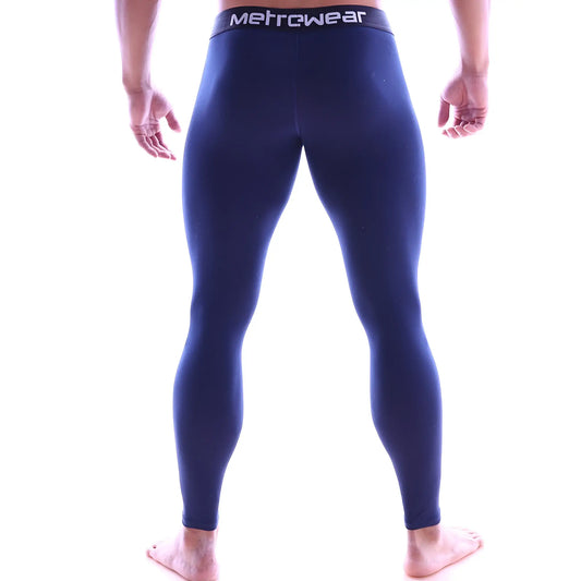 Navy blue metro male wear compression cotton long john leggings designed for comfort and support