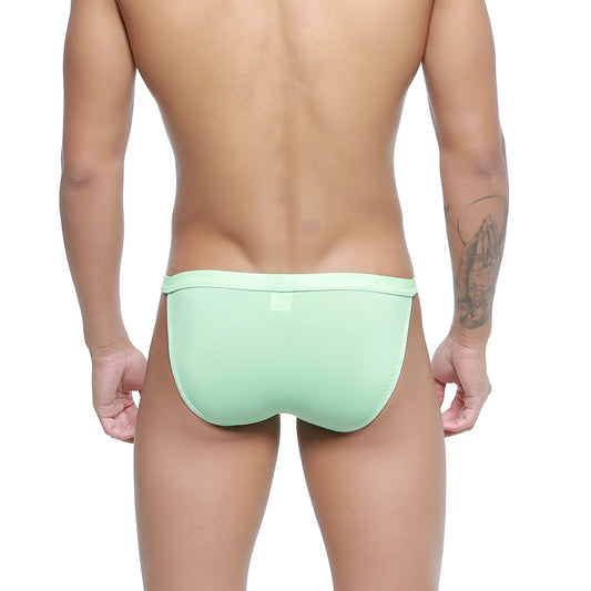 Metro malewear plano bikini green briefs in mint with smooth form-fitting fabric and subtle elastic waistband