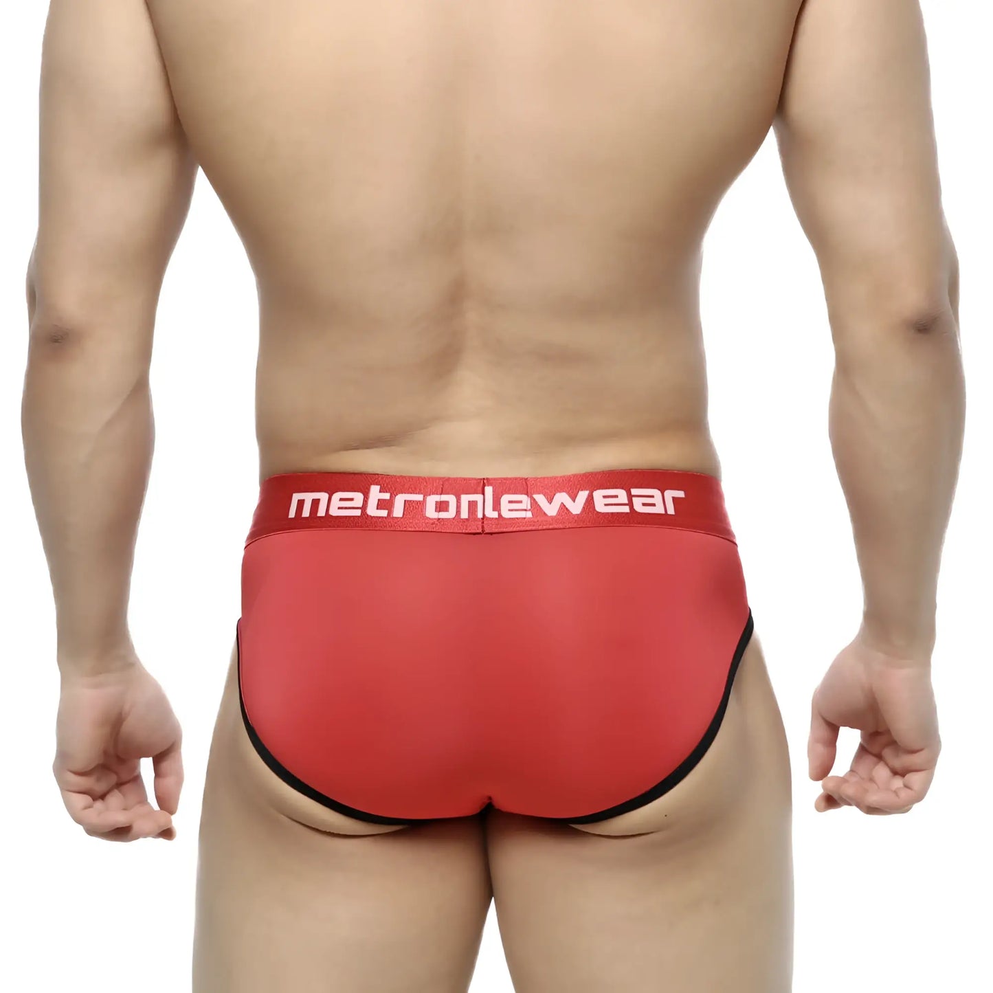 Metro malewear prado brief red 5133-12 red briefs with black trim and white logo on waistband front view