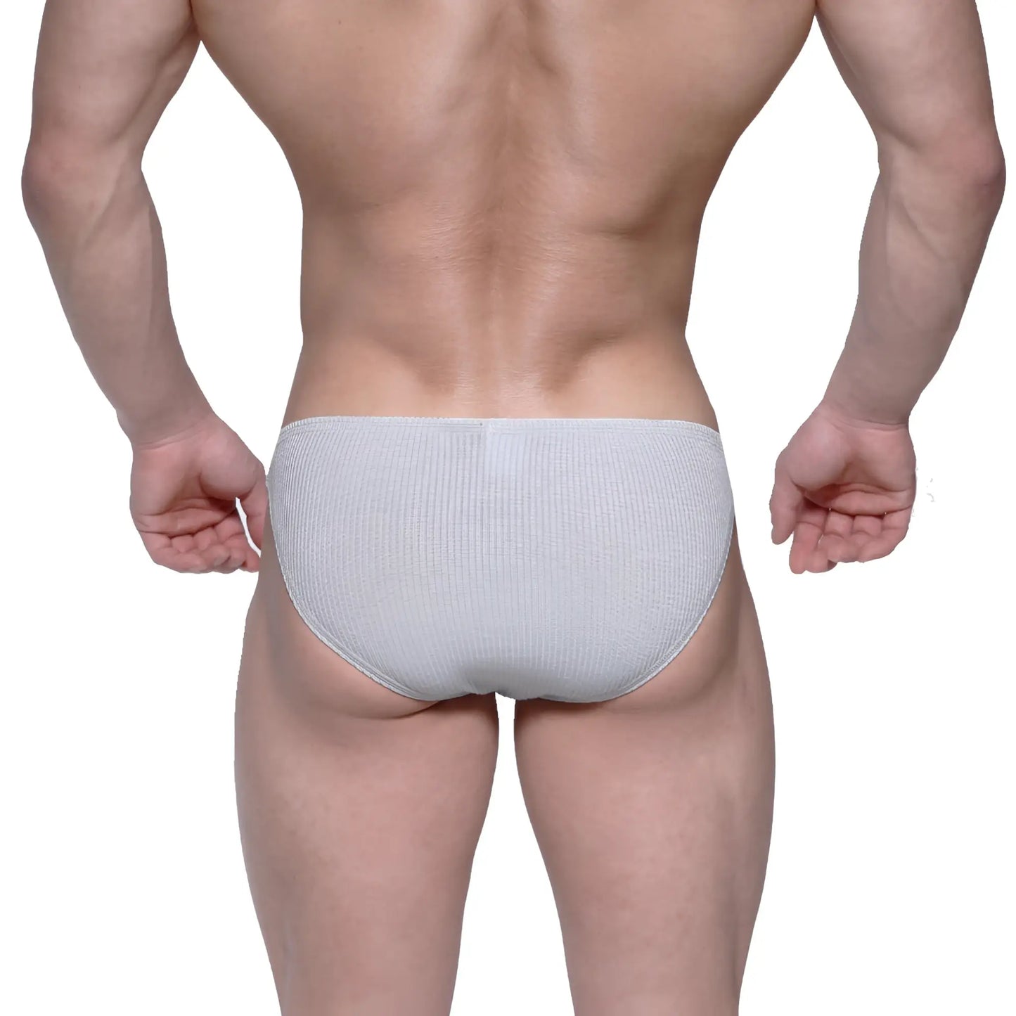 Light gray ribbed cotton briefs metro male wear rivera bikini 6006-10 front view with soft texture