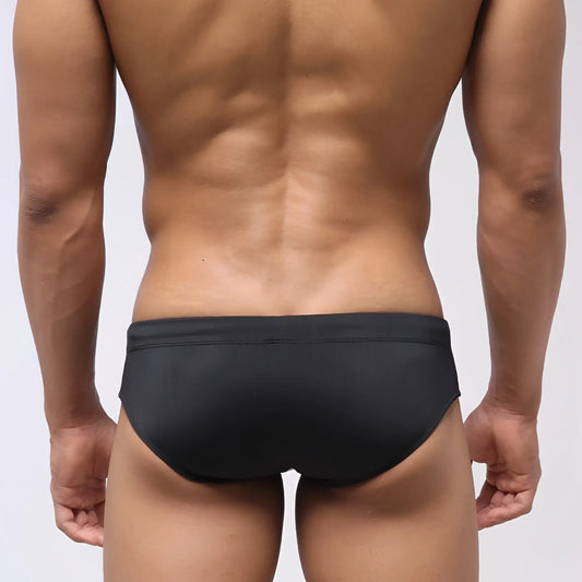 Black metroMalewear stripe swim bikini 4917-40 with smooth, form-fitting design for comfortable swimwear use