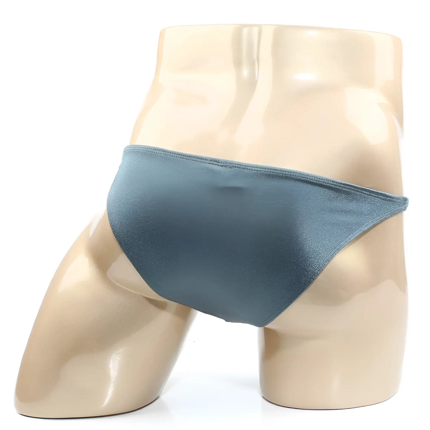 MetroMaleWear Trozo bikini green 6126-07 sleek slate blue satin brief with smooth glossy finish and clean stitching