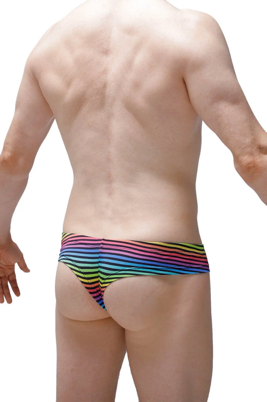 Mini boxer monti rainbow-striped swim trunks with a snug, form-fitting design for comfortable water activities