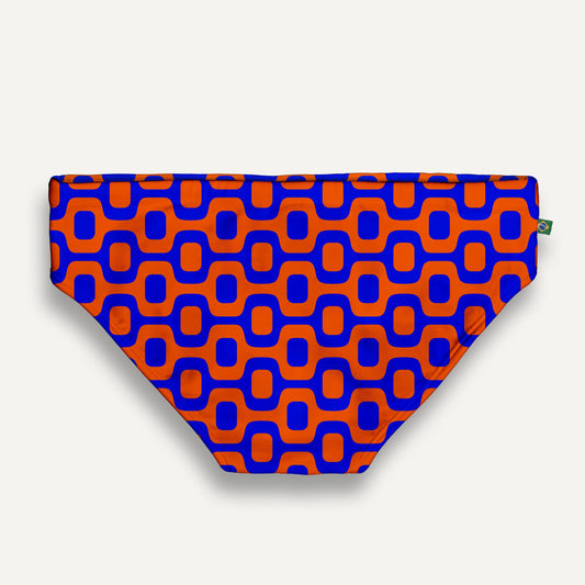 CA-RIO-CA ORANGE & BLUE PAVEMENT SUNGA in Brief & Classic cut - Men's Designer Swimwear