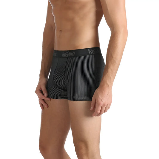 Black mossimo ricky trunk briefs with pinstripes and wesbro logo waistband size m 5m1231