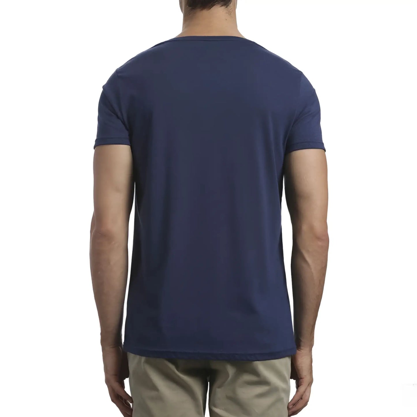 Navy blue short-sleeved crew neck t-shirt mossimo standard issue size s with marle texture