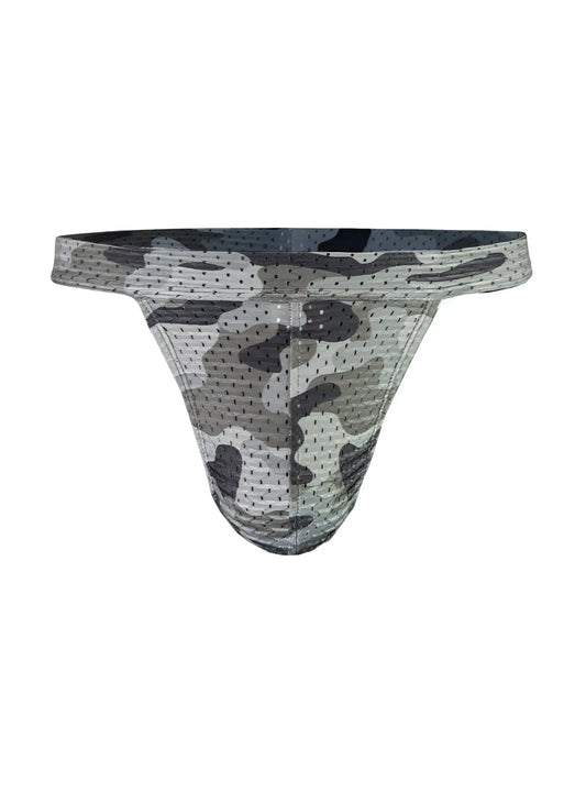 Nylux camo jockstrap gray and black camouflage mesh briefs with breathable fabric for activewear use