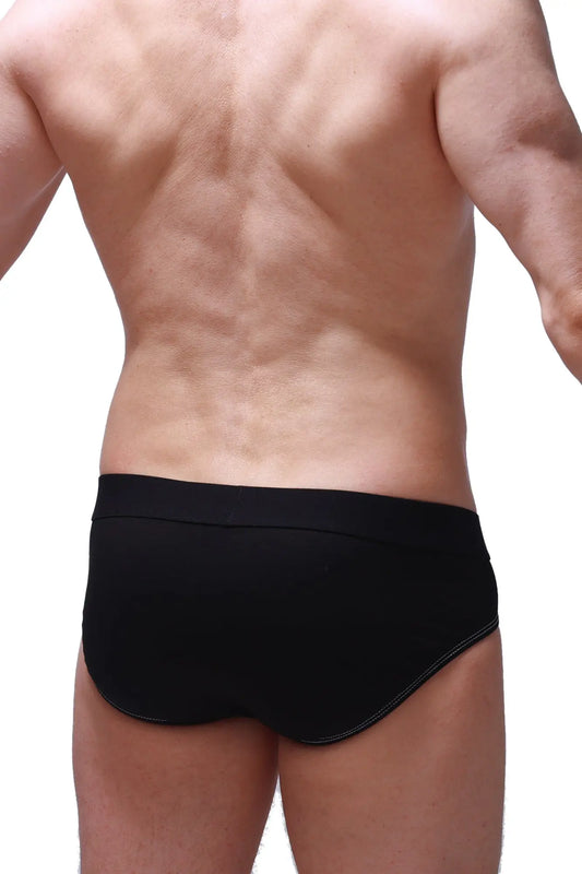 PetitQ Brief Dome Modal black briefs with smooth form-fitting design and subtle stitching along the edges