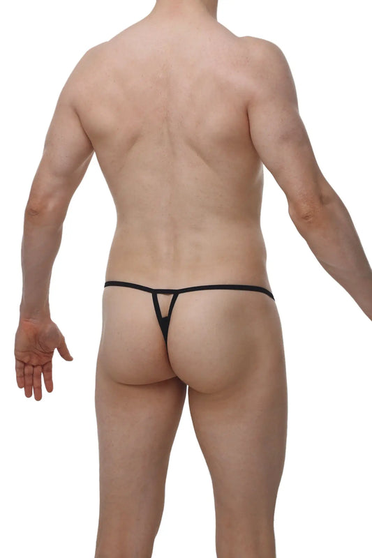 Black thong petitq thong migny macra with a thin sleek design and minimalistic cut showing the back side