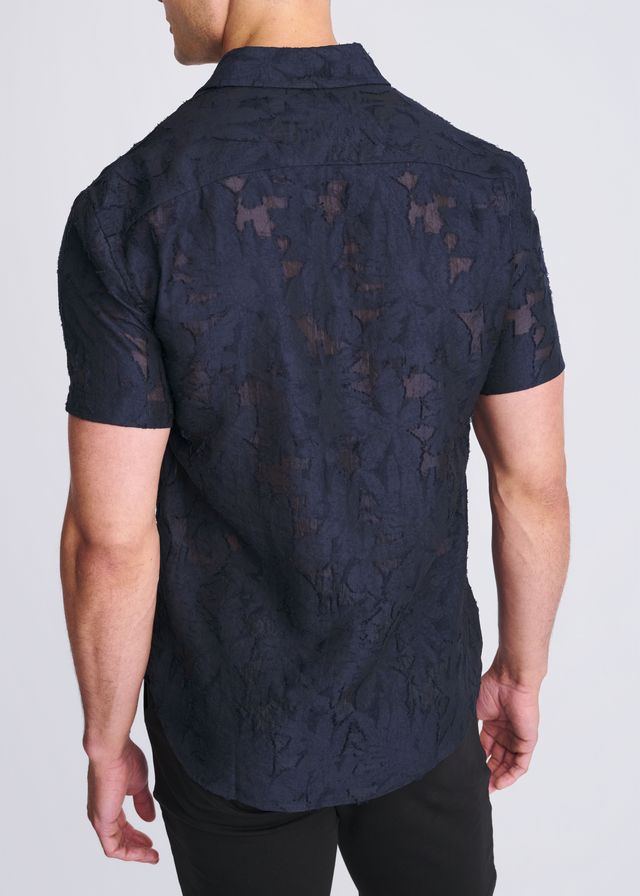 POSTMARC Lightweight Jaquard S/S Shirt - Navy