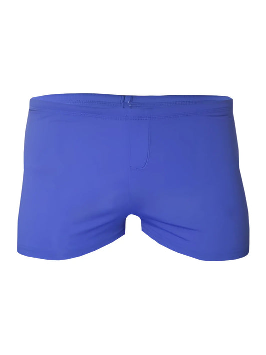 Royal blue Pride Square Trunk swim trunks with smooth stretchy fabric and a simple clean design for swimming