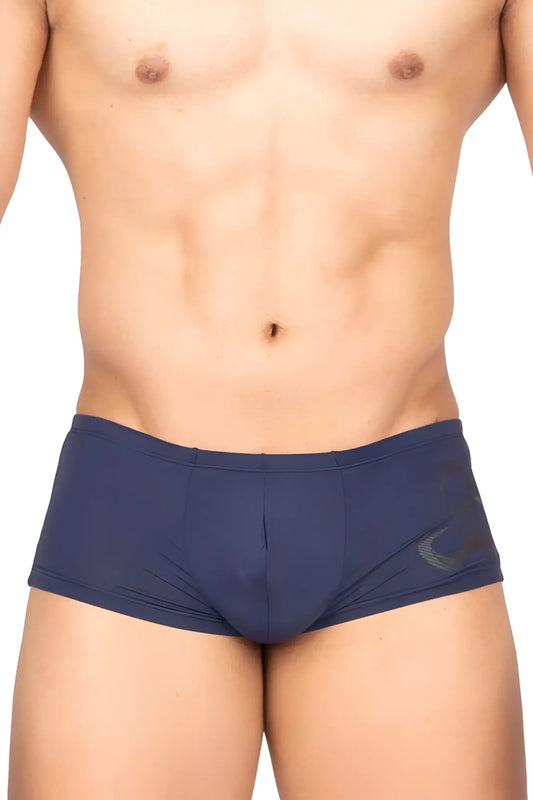 Private structure brut4390 bare hipster navy blue athletic briefs with subtle dark gray logo on the side