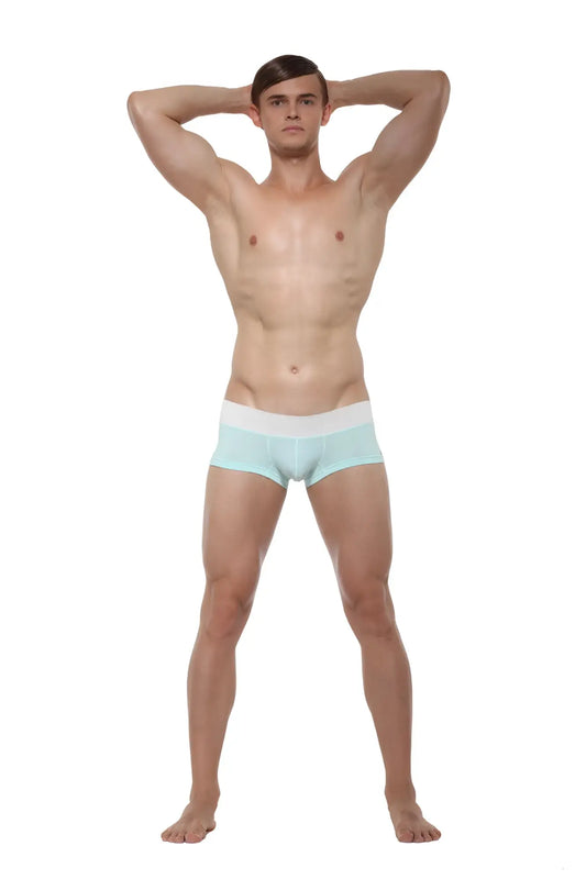 Light blue private structure nexus trunk boxer briefs with white waistband in size large for everyday wear