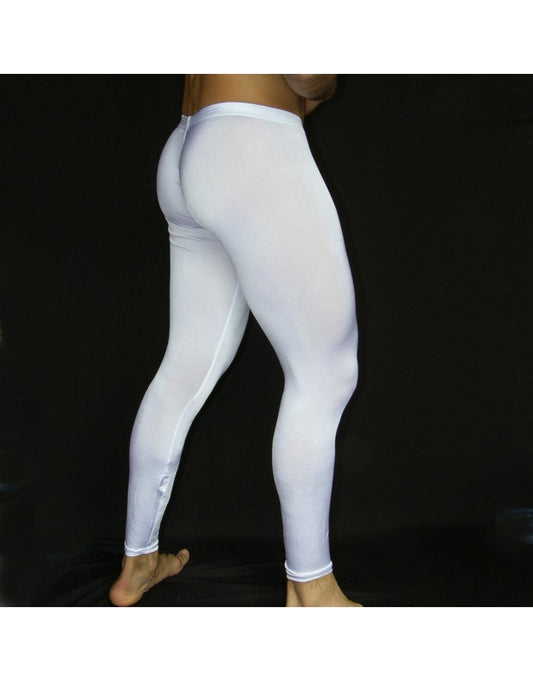 Arroyman Men's Shiny White Gym Bulge Tights Pants RNR019M
