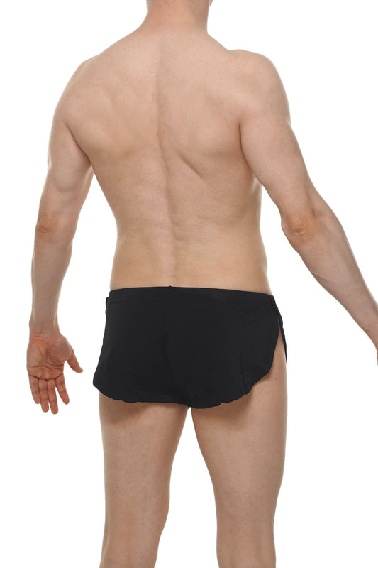 Short snap joe black athletic shorts in black with sleek form-fitting design and side slits for enhanced mobility